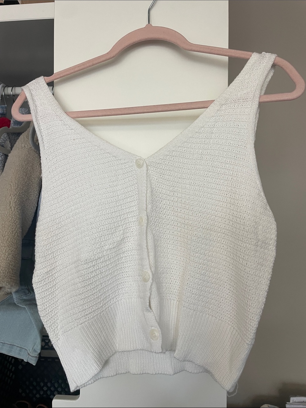White Knit Tank Wide leg pant set - Picture 2 of 6